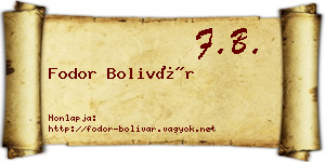 Fodor Bolivár névjegykártya